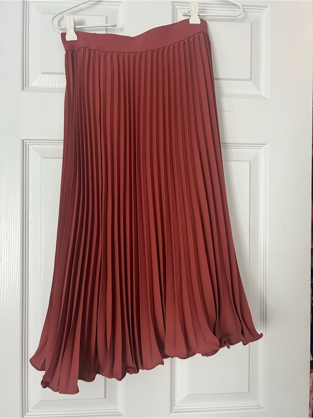 Pleated Midi Skirt - Rust Red